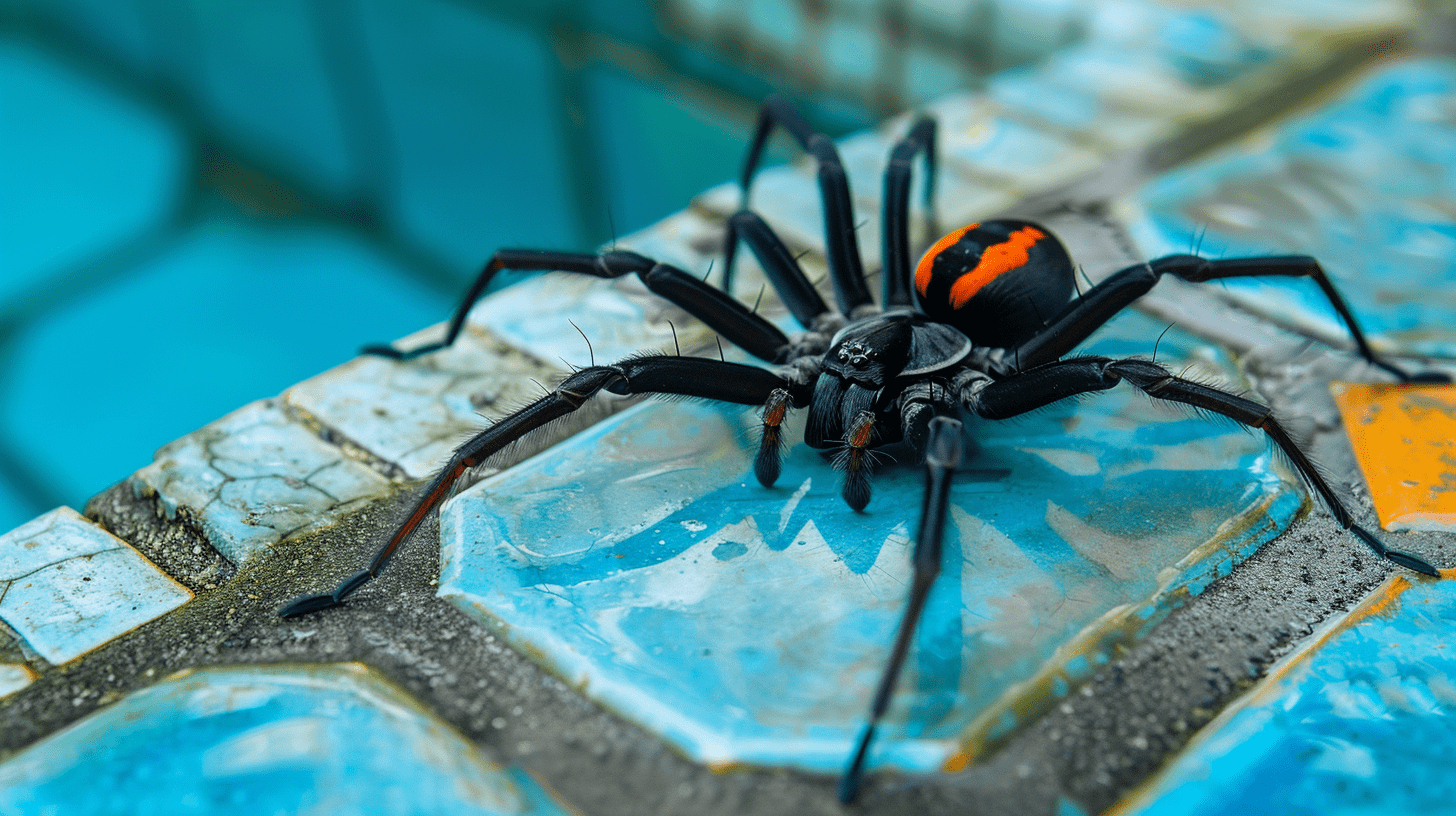 A black widow spider by a pool in southwest florida.