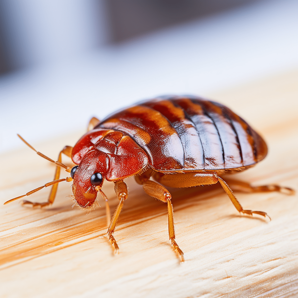 A bed bug crawling on a quilted fabric, indicative of a household pest issue, common in southwest florida homes requiring professional pest control services.