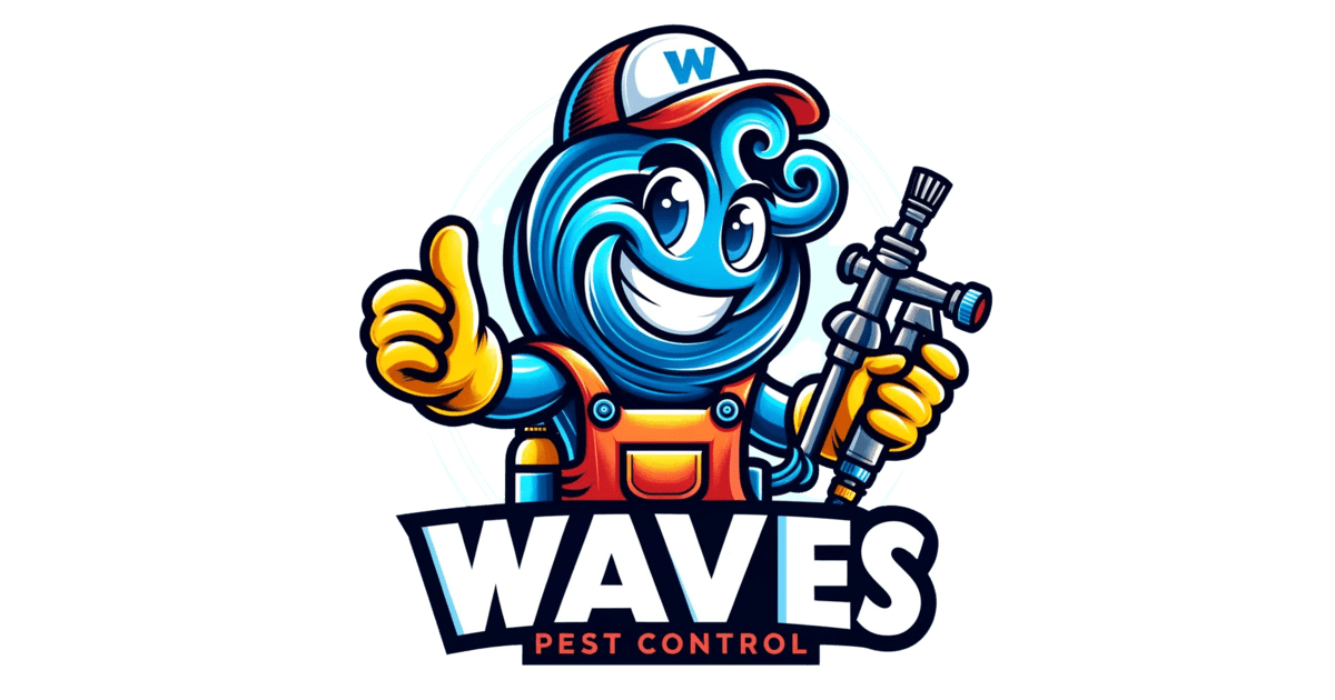 Logo for waves pest control servicing charlotte, lee and sarasota, florida.